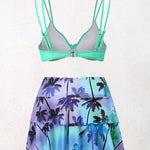 Split High-waisted Lotus Leaf Edge Printing Bikini Swimsuit