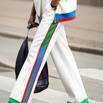 Column Contrast Color Pockets Striped Casual Pants Bottoms Trousers