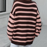 Striped Sweater Women Knitted Crew Neck Pullover Sweater