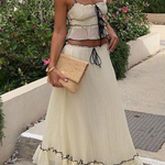 Sexy Suspender Strap Top and Elastic Waist Elegant Skirt Set