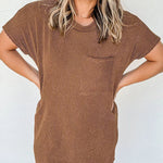 Striped Print Pocket Detail Tee Dress