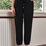 High Waist Lace-Up Pencil Cuff Pants