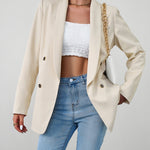 Nadorine Casual Blazers Double Breasted Long Sleeve Work Office Blazer Jacket
