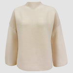 Nadorine Crewneck Knitted Sweater Solid Color Batwing Long Sleeve Pullover Jumper Top