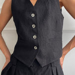 Sleeveless vest low waist pants two piece set