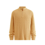 KZZ Men's solid color zipper sweater, fashionable knit long sleeved