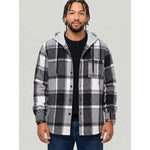 KZZ Men's plaid drawstring hooded sweatshirt