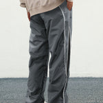 KZZ Men's Letter Patchwork Side Stripe Drawstring Waist Pants
