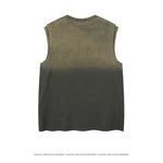 KZZ Men's American Retro-Style Sleeveless Tank Top with Gradient Letter Print