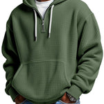 KZZ Men's waffle knit half-zip hoodie