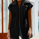Loose Sleeveless Suit Collar Double-breasted Double-sided Velvet Jacket Vest Coats