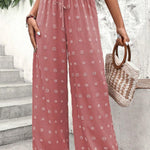 High Waist Jacquard Wide Leg Pants Casual Trousers