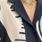 Long Sleeves Loose Contrast Color Pockets Printed Blouses&Pants Suits