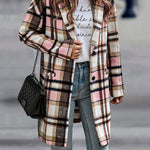 Nadorine Casual Plaid Long Sleeve Flannel Coat Button Down Fall Jacket Shacket