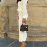 Ruffled Jacket & Flared Skirt Knit Matching Set