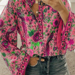 Peacock Loose Shirt Button Long Sleeve Shirt