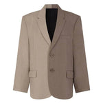 Girl Boss Avant-garde Contrast Colors Lapel Boyfriend Blazer and Pocketed Wide Leg Pants Set