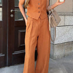 Sleeveless vest low waist pants two piece set