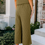 Quilted Textured Short Sleeve Top and Wide Leg Pants Set