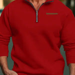 KZZ Men's Solid Half Zip Up Sweatshirt Loose Casual Long Sleeve