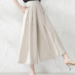 5 Colors Loose Solid Color Ramie Cotton Wide Leg Pants