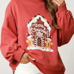Christmas Candy House Sequined Casual Loose Sweatshirt