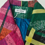 Loose Three-Quarter Sleeves Contrast Color Plaid Split-Joint Lapel Outerwear Windbreakers Woolen Coat