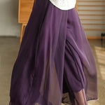 Casual Solid Color Chiffon Column Wide Leg Pants&Skirt