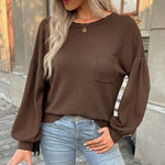Nadorine Long Sleeve Backless Hollow Knit Sweater for Women Casual Work Office Loose Fit 2026 | Under