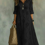 Elegant Floral Print Ruffled Collar Midi Dress