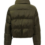 Short Puffer Jacket Stands Up Button Zipper Outerwear