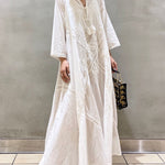 Lace-up V-Neck Long Beach Dress Boho Women Maxi Dress