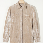 Golden Velvet Loose Fit Chest Pockets Buttoned Shirt