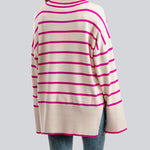 Striped Sweater Casual Turtleneck Knit Pullover Jumper Tops