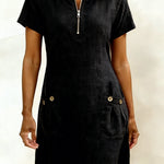 Susan | Cotton Linen Dress with Half-Zip