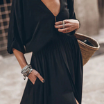 Soft and Elegant Kimono Sleeve Stretchy Waist Pocketed Slit Maxi Dress
