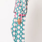Christmas Printed Velvet Lace-up Long-sleeve Pocket Top and Elastic Waist Wide-leg Pants Set