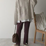 Solid Color Oversized Pocket Front Sweater
