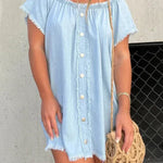 NEW SHORT SLEEVE CASUAL DENIM DRESS (BUY 2 FREE SHIPPING)