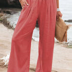 Fresh Air Linen Blend Pocketed Smocked Pants