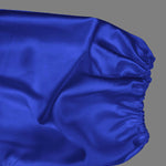 High Waisted Puff Sleeves Falbala Solid Color V-Neck Maxi Dresses
