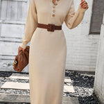 Sweater Maxi Dress Long Sleeve Button V Neck Knitted Dresses Oversized Loose Fashion Streetwear
