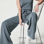 Nadorine Women's Adjustable Belt Overalls Rompers Sleeveless Wide Leg Jumpsuit