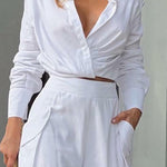 Solid color casual two-piece suit