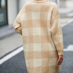 Plaid Dropped Shoulder Cardigan with Pocket