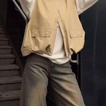 Fashionable Loose Sleeveless Pocket Casual Vest