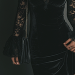 Romance Midnight Velvet Lace Bell-Sleeve Mini Dress