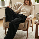High Waisted Loose Pleated Solid Color Pants