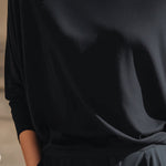 Relaxed Off-Shoulder Batwing Sleeve Knit Top