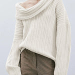 Nadorine Chic One Shoulder Wrapped Knitted Loose Sweater